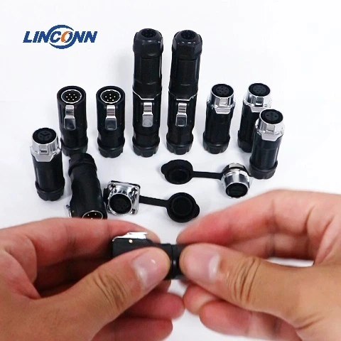 2-8-pin circular metal waterproof connector, solder plate terminal, rear lock nut base 1