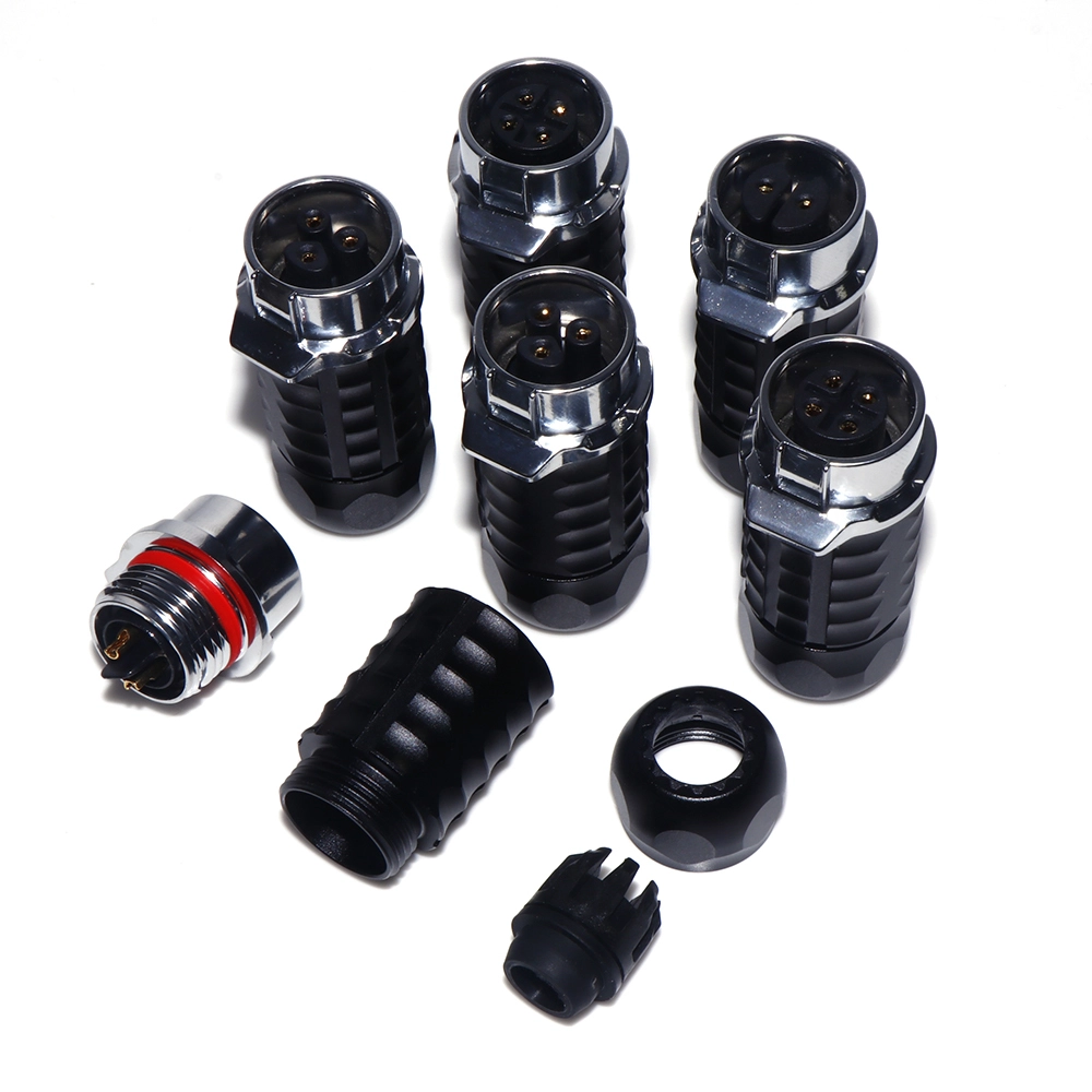 2-9 pinli dairesel metal su geçirmez konnektör, lehimlenmiş ve monte edilmiş dişi soketli terminal 1