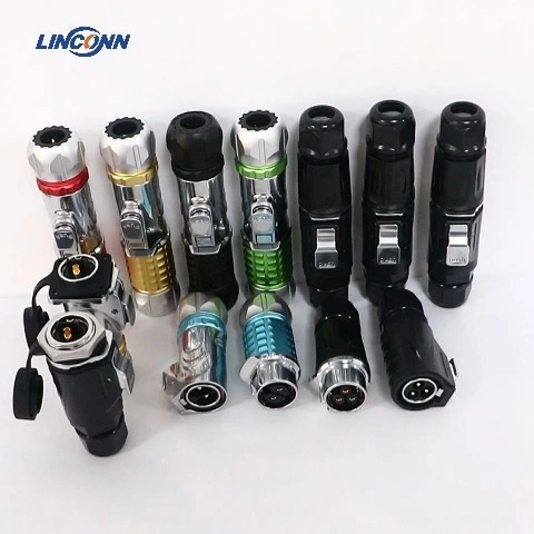 3-24-pin circular waterproof connector soldered and assembled terminal female socket, plastic/metal 1