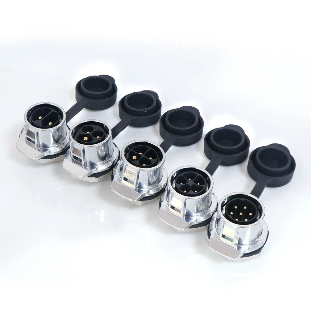 2-14핀 원형 금속 방수 커넥터, 후면 잠금 암 소켓이 있는 솔더 플레이트 단자 1