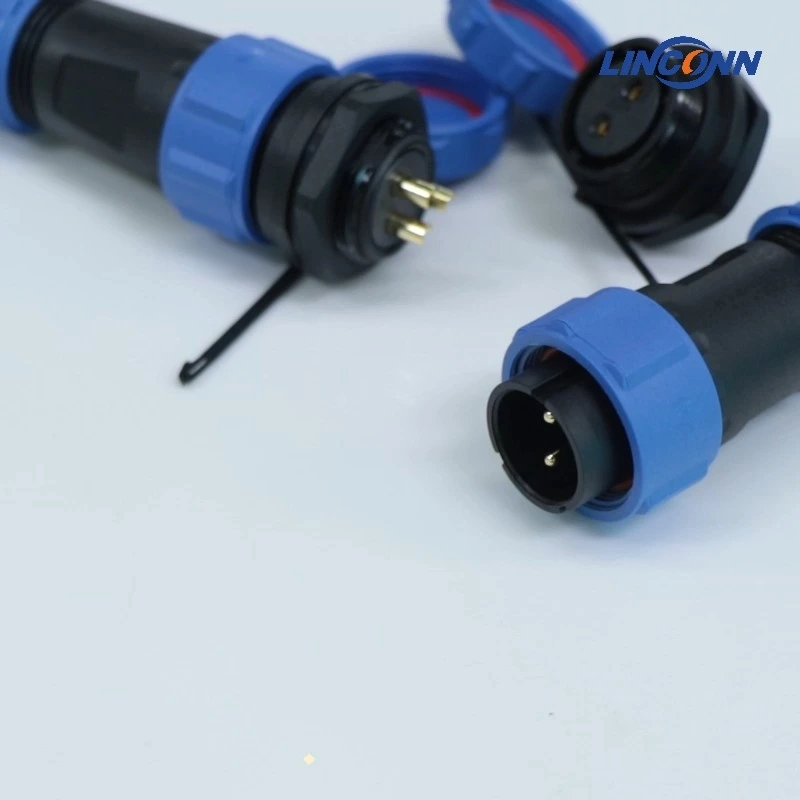 P21 plastic IP68 waterproof 2-12 core aviation plug connector, assembled welding plug + floating docking female socket + board-end rear locking female socket 1