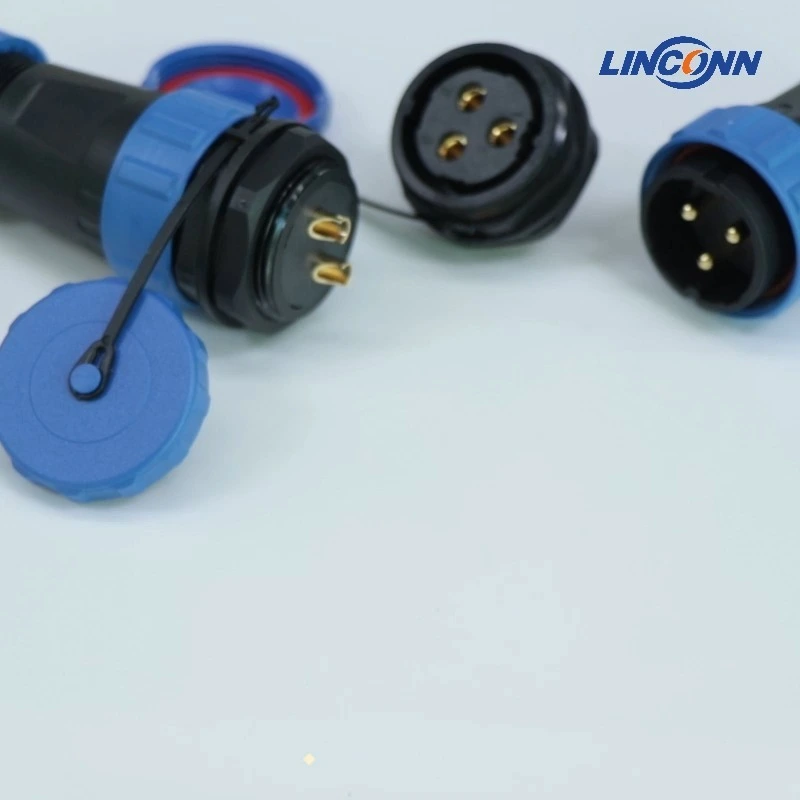 P28 plastic IP68 waterproof 2-26 core aviation plug connector, assembled welding plug + floating docking female socket + board-end rear locking female socket 1