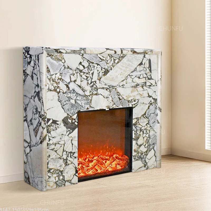 White Elephant Marble Fireplace Surround – Grand Electric Hearth 1