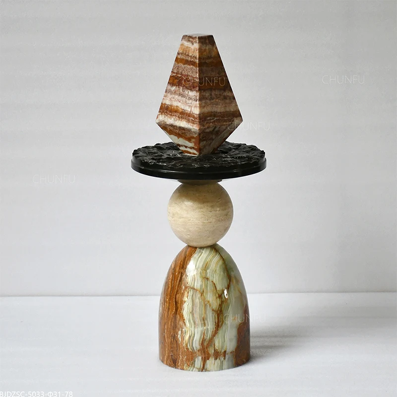 Natural Stone Side Table: Marble, Jade & Travertine Accent Table 1