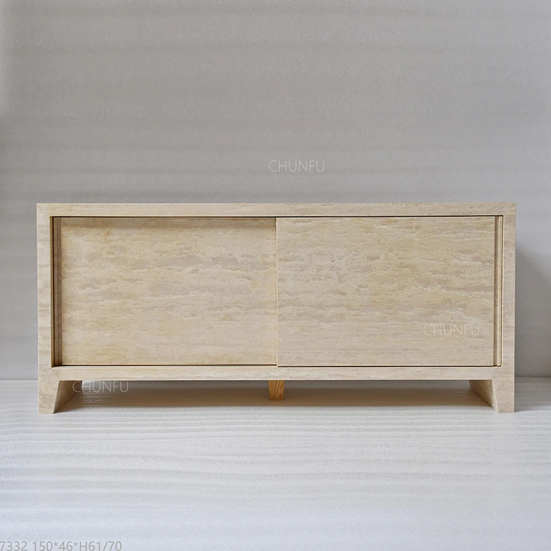 Modern Travertine Sideboard  Elevated Storage with Customizable 1