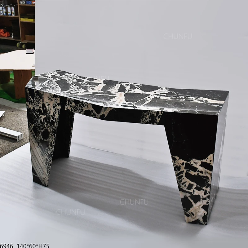 Black Calacatta Viola Marble Desk – Monolithic Stone Design 1