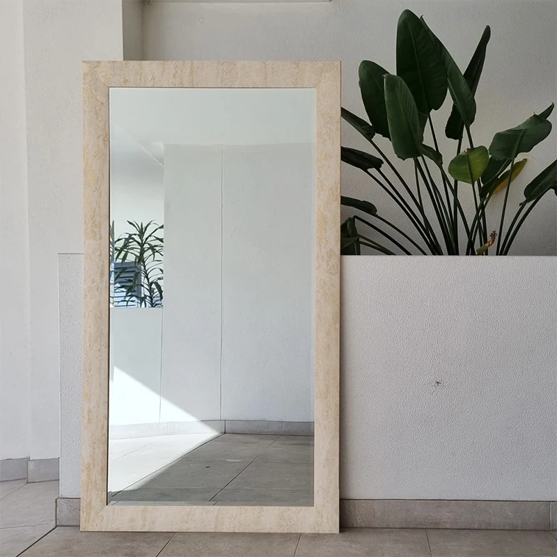 Beige Travertine Floor Mirror for Residential & Commercial Spaces 1