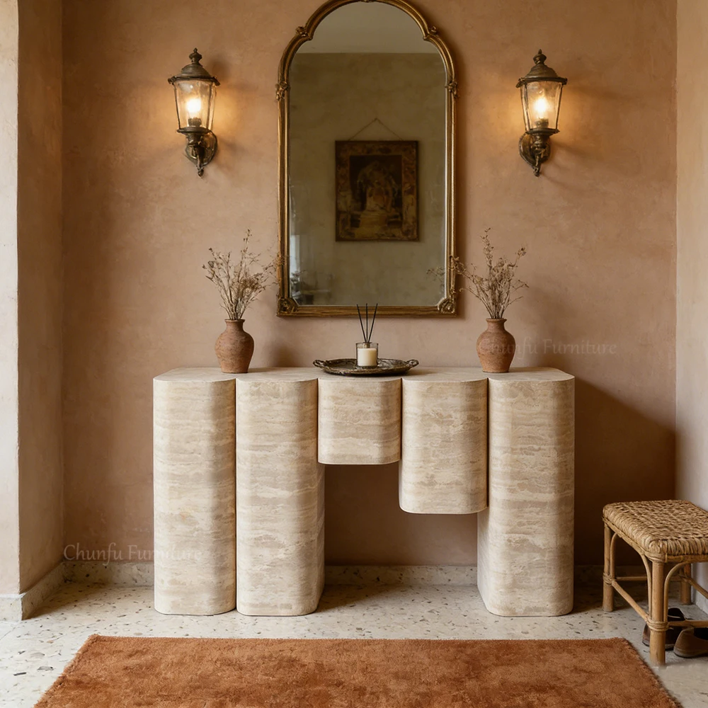 Travertine Console Table  Stone Entry Table for livingroom 1