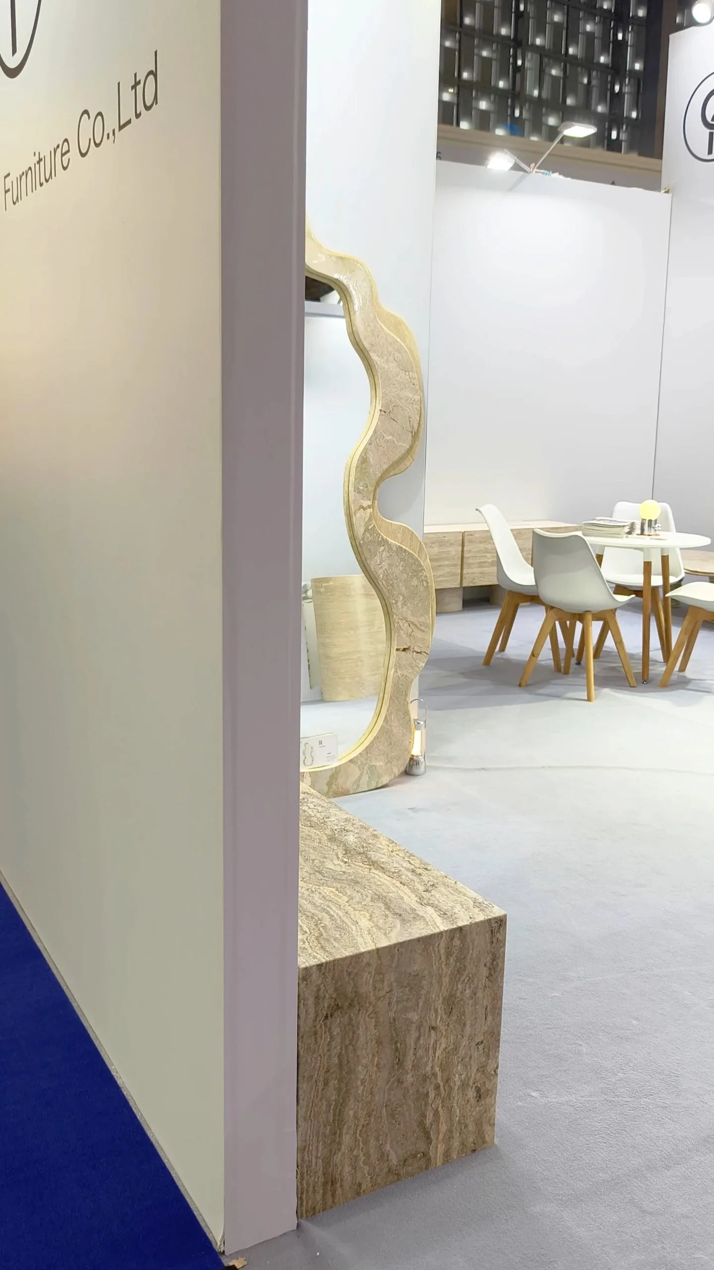 Natural Travertine Art Full-Length Mirror  Irregular Wave Stone Mirror for Clothing store 1