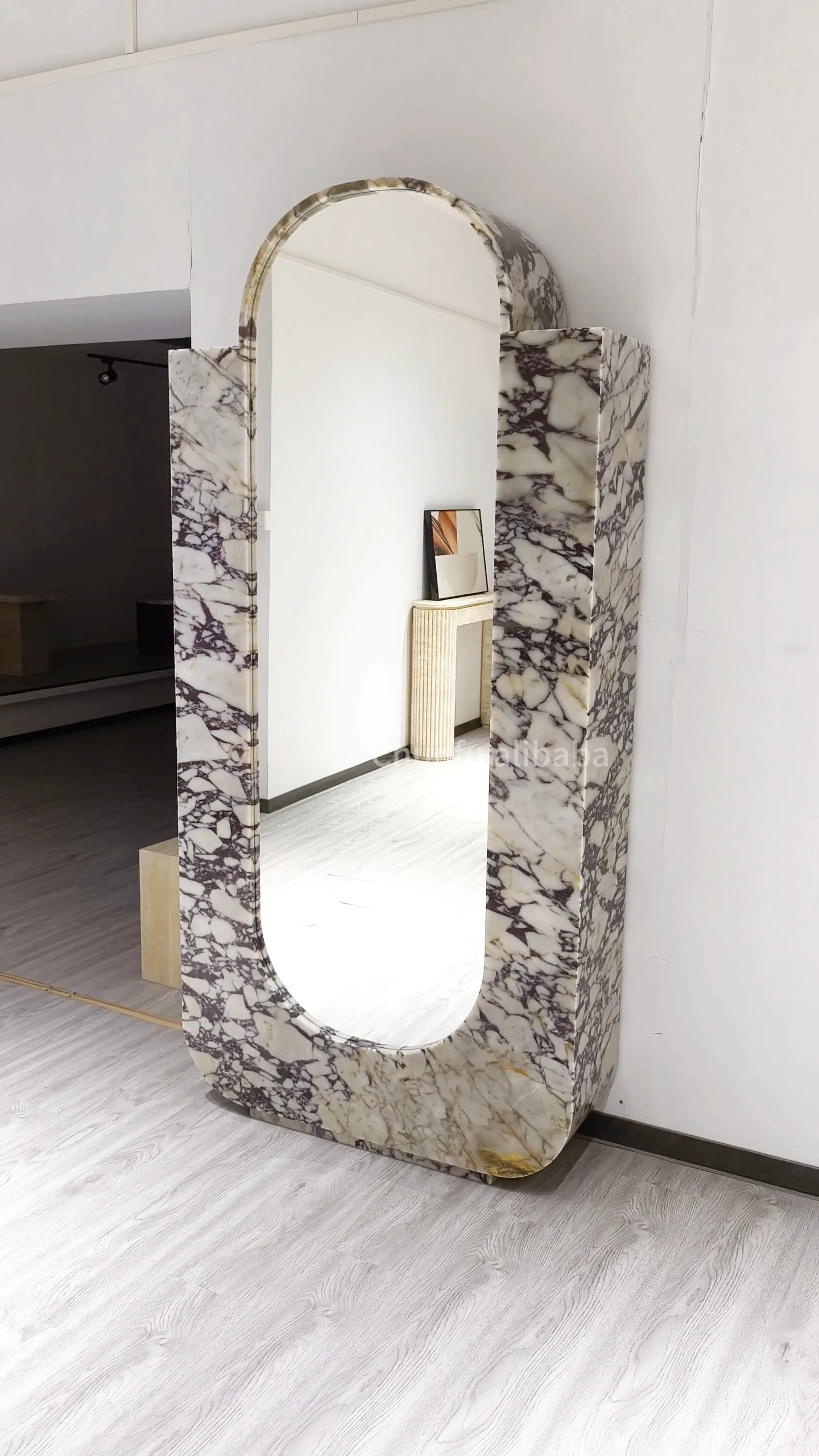 Marble Full-Length Mirror  Arched Luxury Floor Mirror Calacatta Viola Mirror 1