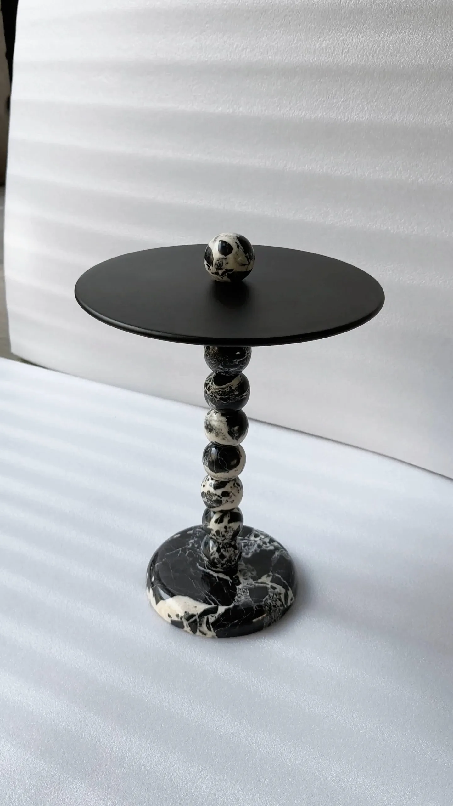 Marble Ball Accent Side Table  Modern Sculptural End Table 1