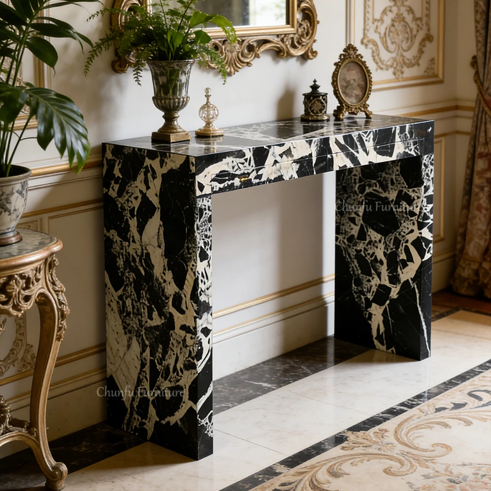 Chunfu Marble Dressing Table  Handle Free Dual Function Design For Livingroom 1