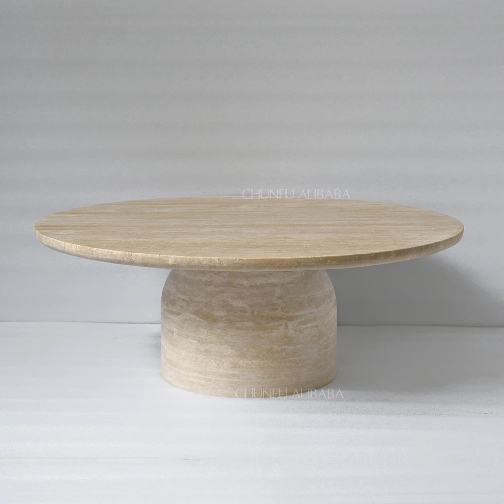Современный роскошный круглый журнальный столик Chunfu из натурального мрамора для гостиной. 1