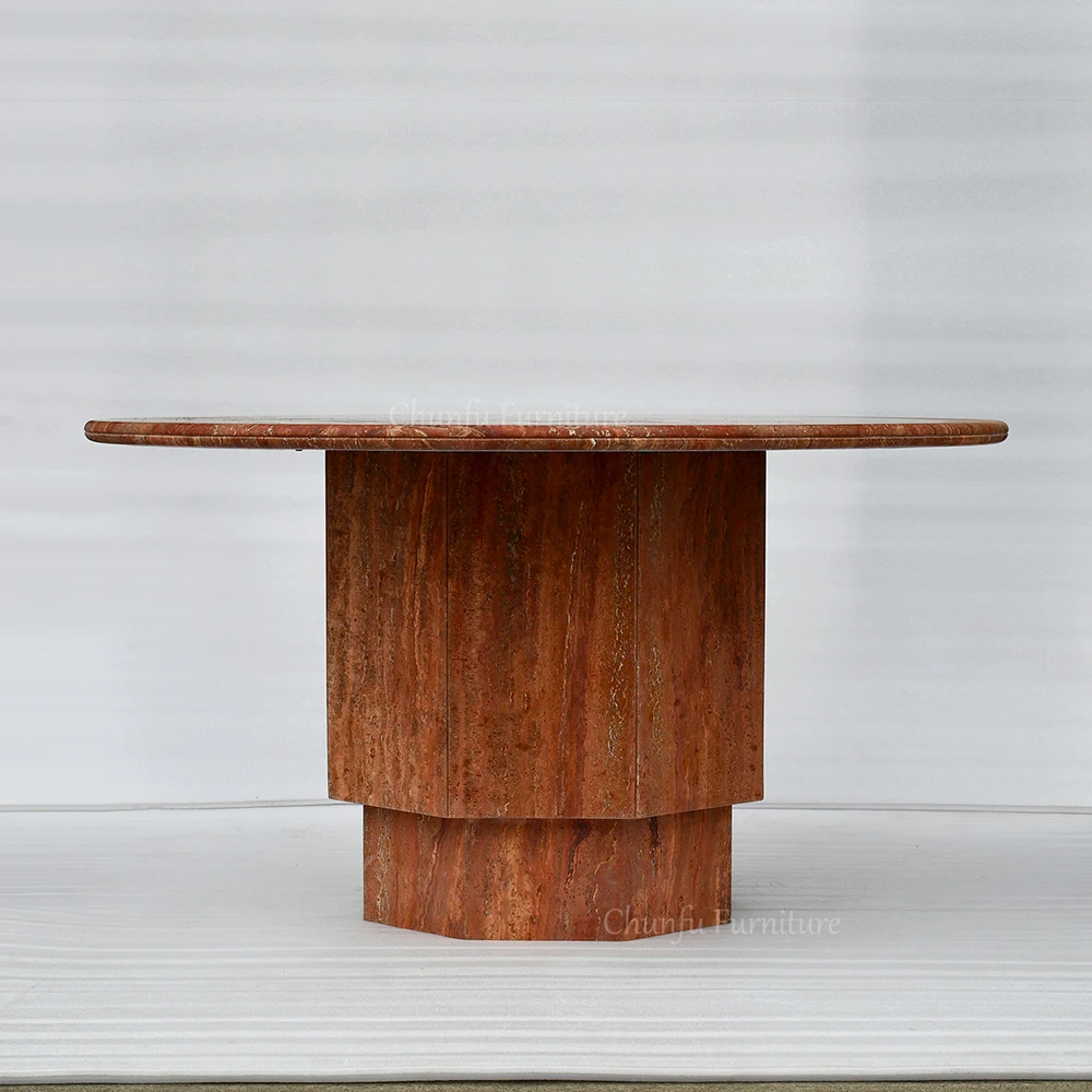 Chunfu Modern Luxury Natural Red Marble Dining Table Marble Dining Table with Sturdy  Base for Dining Room and Kitchen 1