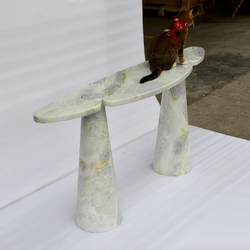 Chunfu Modern Luxury Natural Marble Console Tablefor Entryway 1