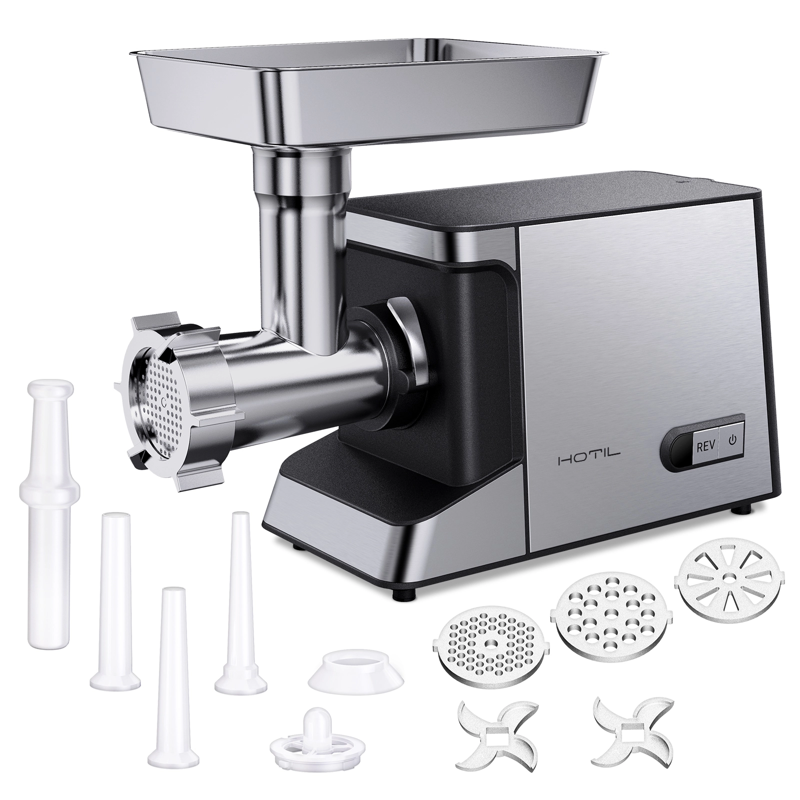 Professional 3000W Commercial Electric Meat Grinder, Stainless Steel Body & 3 Cutting Plates 1