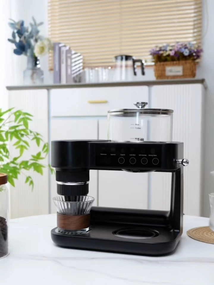 Máy pha cà phê và trà, 300ml, 600W/1200W, 4 trong 1: Pha Americano, Espresso, Cà phê viên nén &amp; Cà phê lạnh, Pha nhỏ giọt &amp; Pha trà. 1