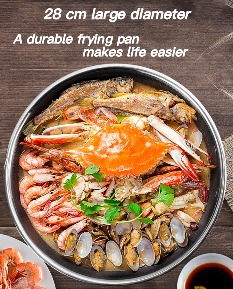 Сковорода-вок из нержавеющей стали с сотовым рисунком и стеклянной крышкой — производитель посуды Zhenneng. 11