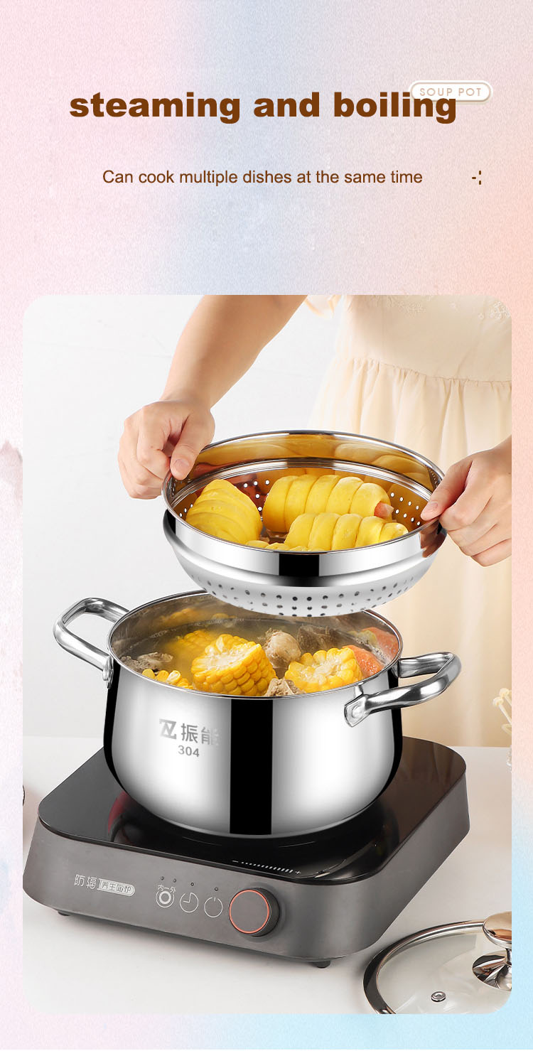 优质多功能炊具 22厘米不锈钢汤锅带蒸笼 制造商 | ZHENNENG 11