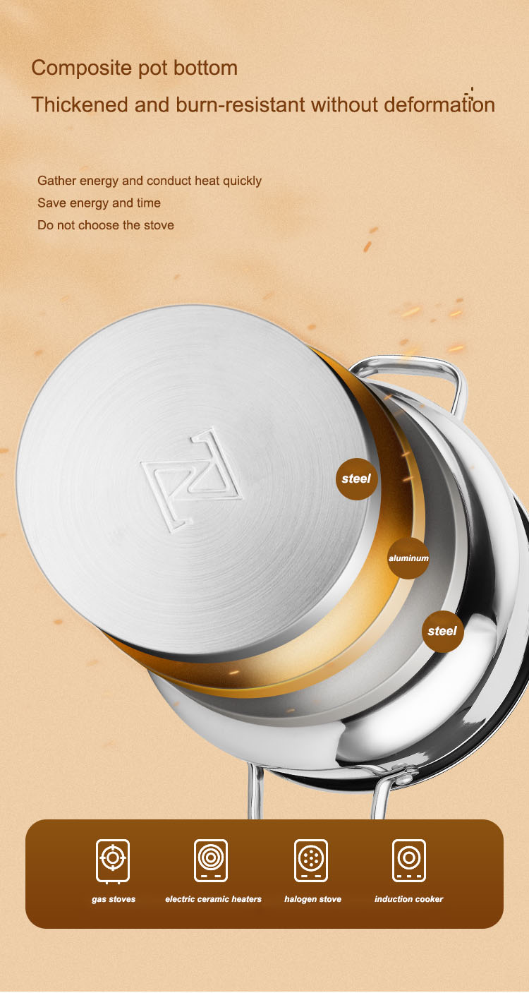 优质多功能炊具 22厘米不锈钢汤锅带蒸笼 制造商 | ZHENNENG 18