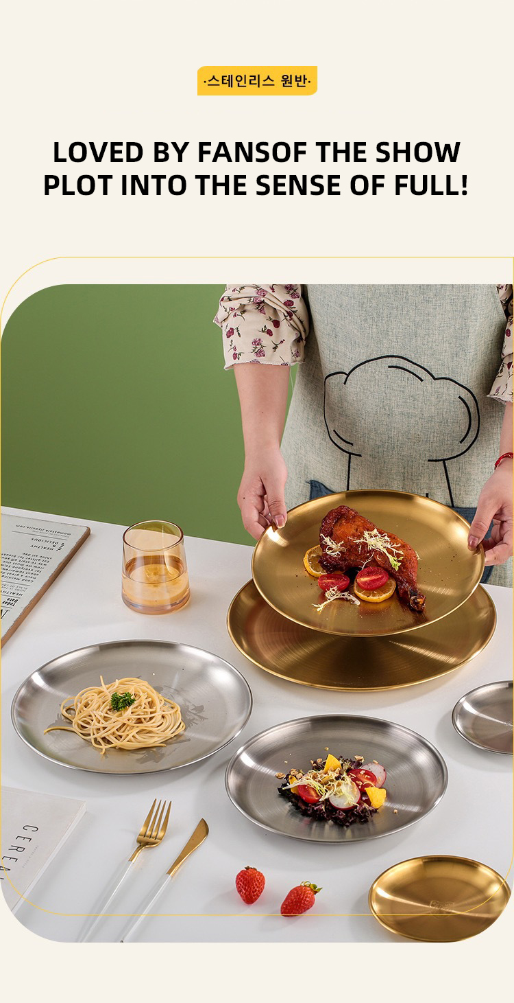 Best wholesales stainless steel gold dinner plate round charger plates for party dessert serving plates Company-ZHENNENG 18