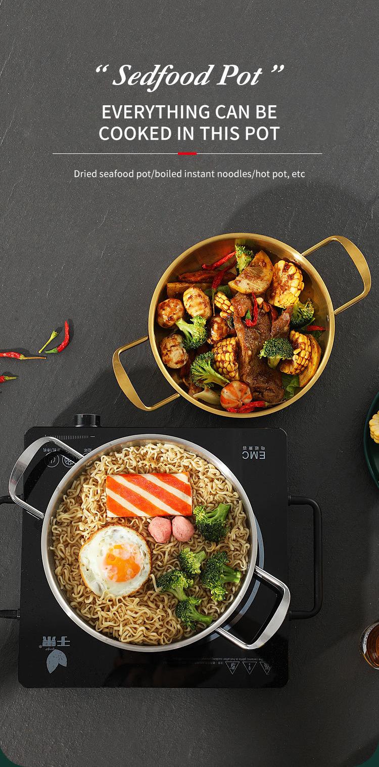 Best Korean Stainless Steel Pots Omelet Paella Pans Everyday Pan Raman Noodles Pot Company - ZHENNENG 4