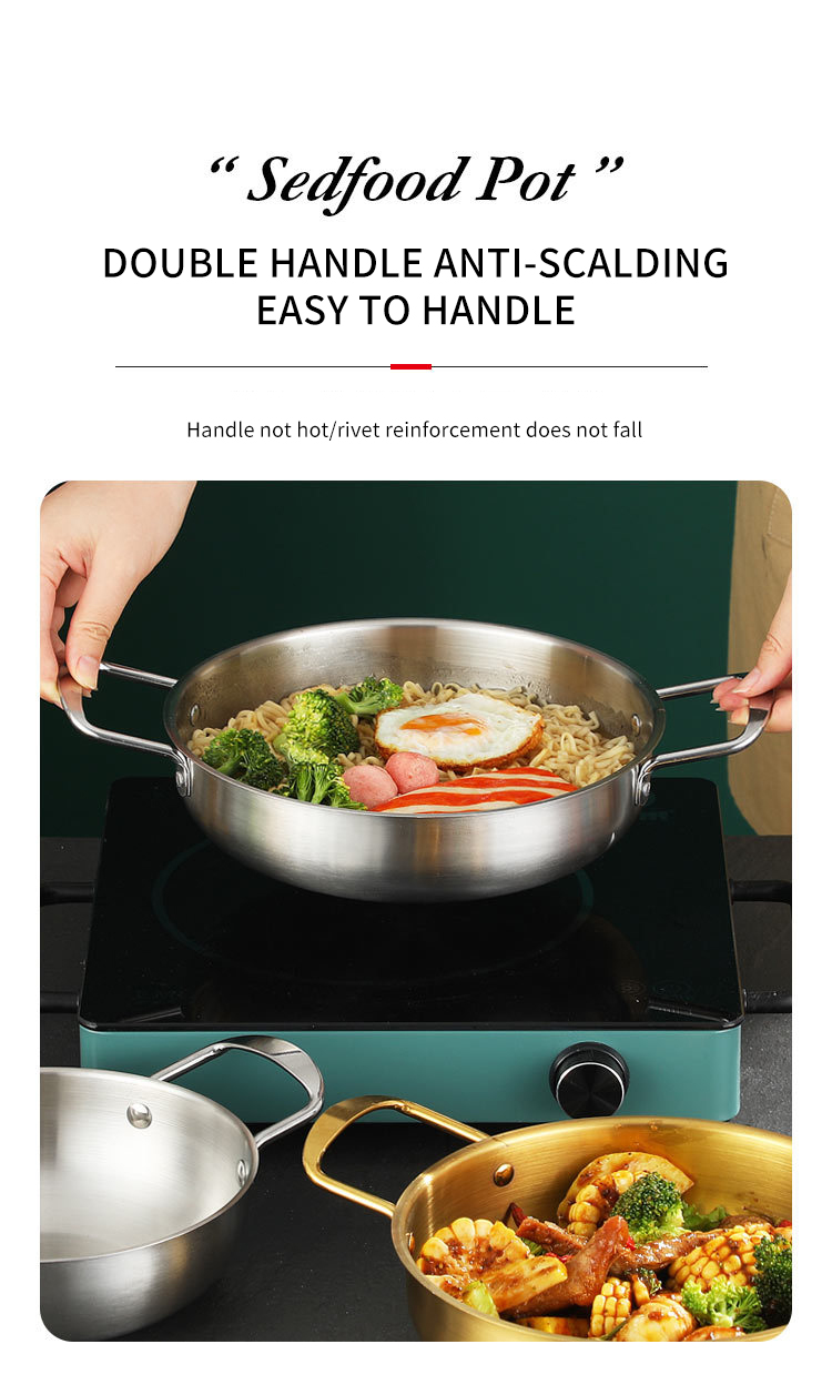 Best Korean Stainless Steel Pots Omelet Paella Pans Everyday Pan Raman Noodles Pot Company - ZHENNENG 8
