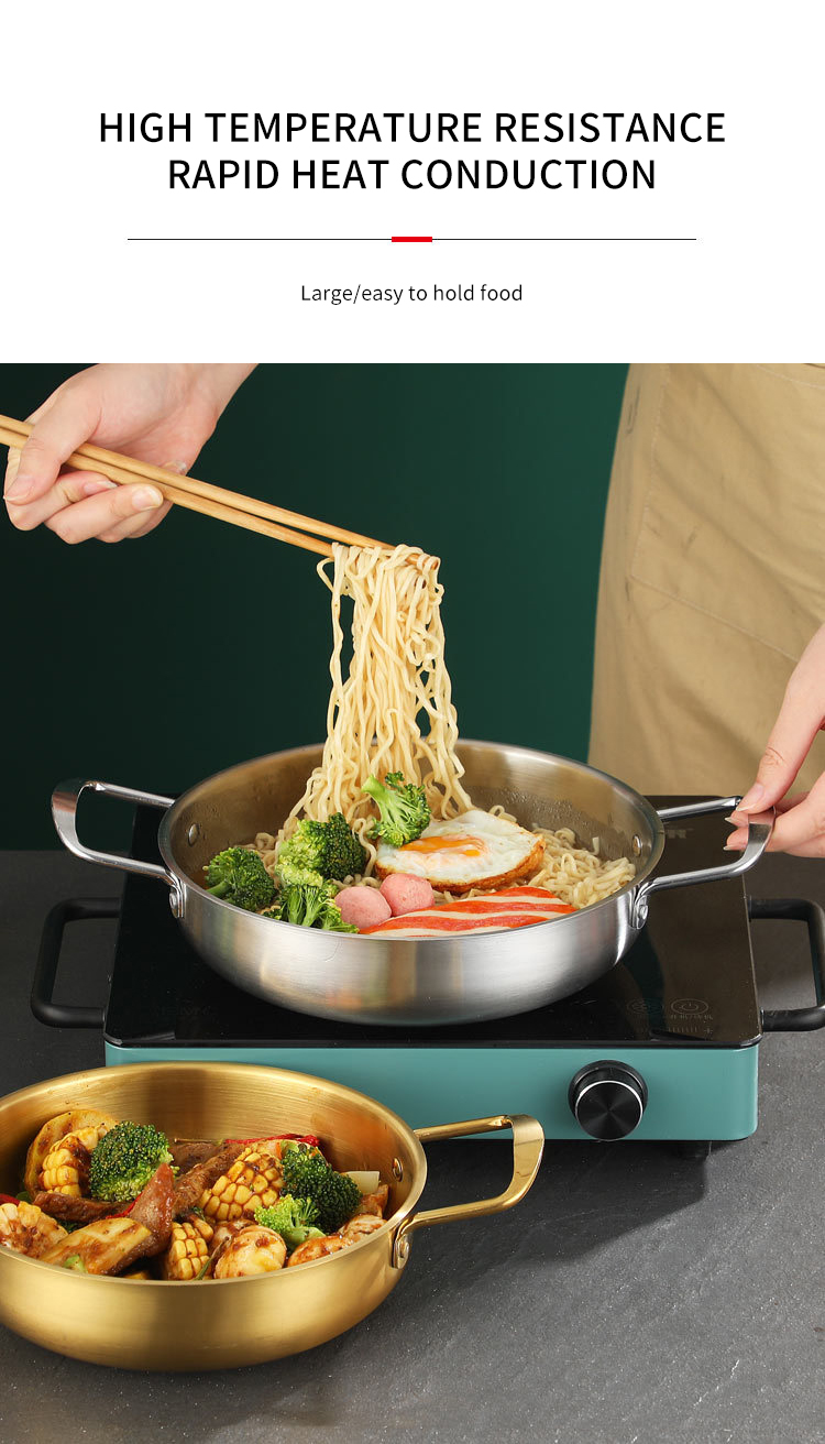 Best Korean Stainless Steel Pots Omelet Paella Pans Everyday Pan Raman Noodles Pot Company - ZHENNENG 11