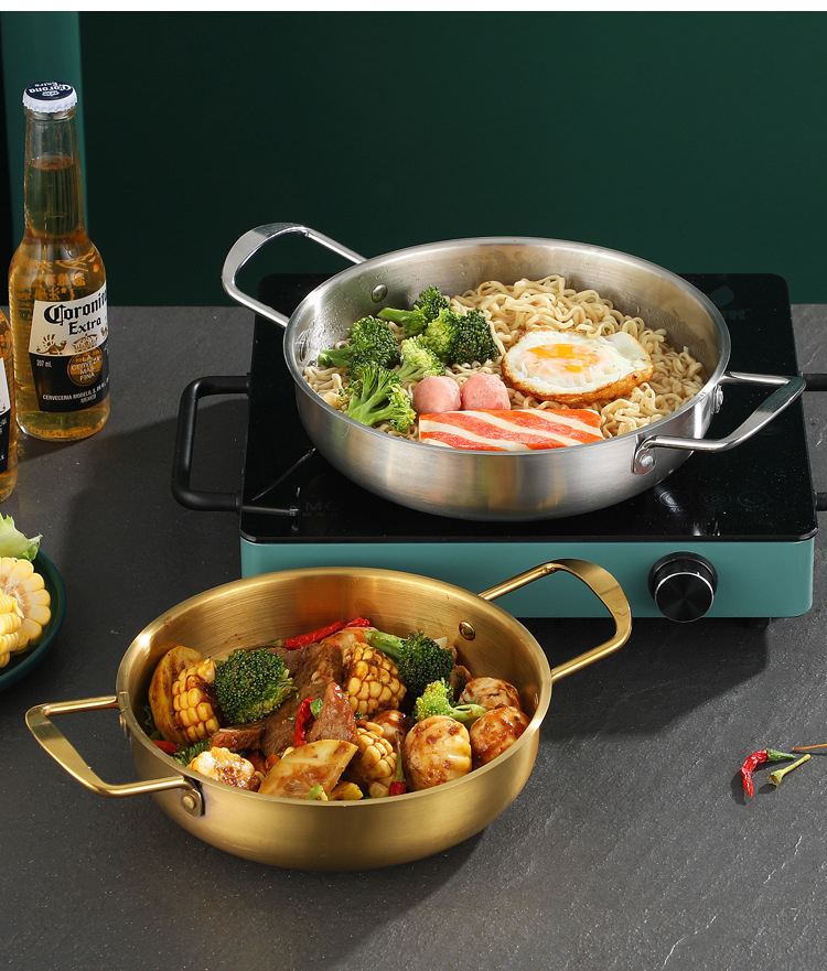 Best Korean Stainless Steel Pots Omelet Paella Pans Everyday Pan Raman Noodles Pot Company - ZHENNENG 14