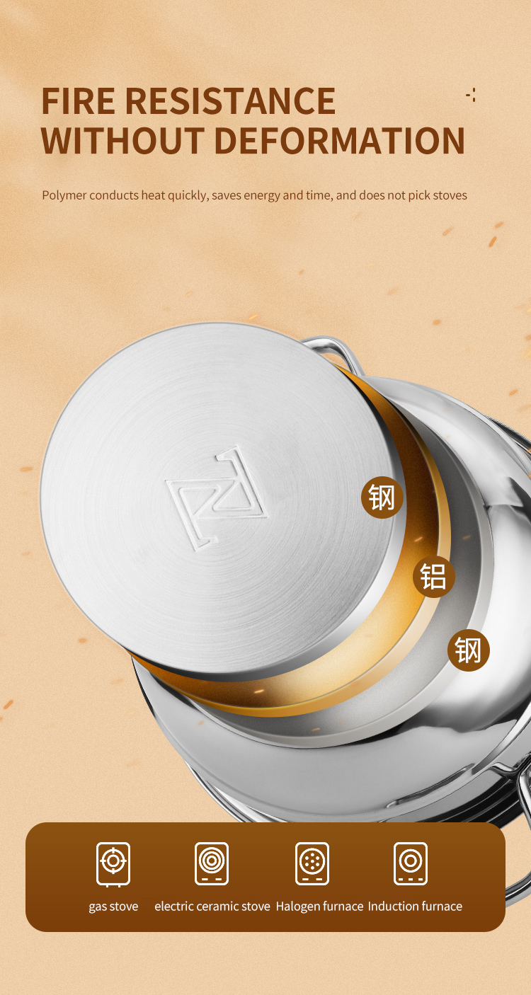 Quality Huichu 28cm 3 tier stainless steel steamer cookware for kitchen cooking tools Manufacturer | ZHENNENG 11