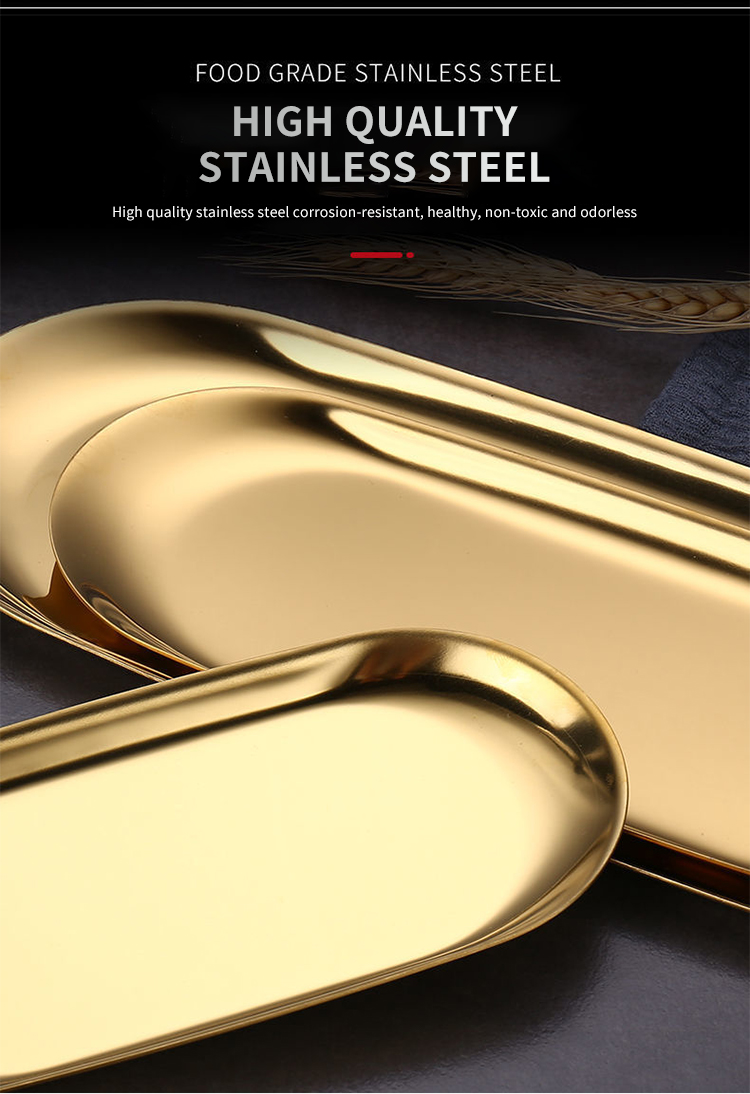 Quantity Nordic Style Metal Oval Jewelry Storage Serving Trays Stainless Steel Decorative Tray Manufacturer | ZHENNENG 9