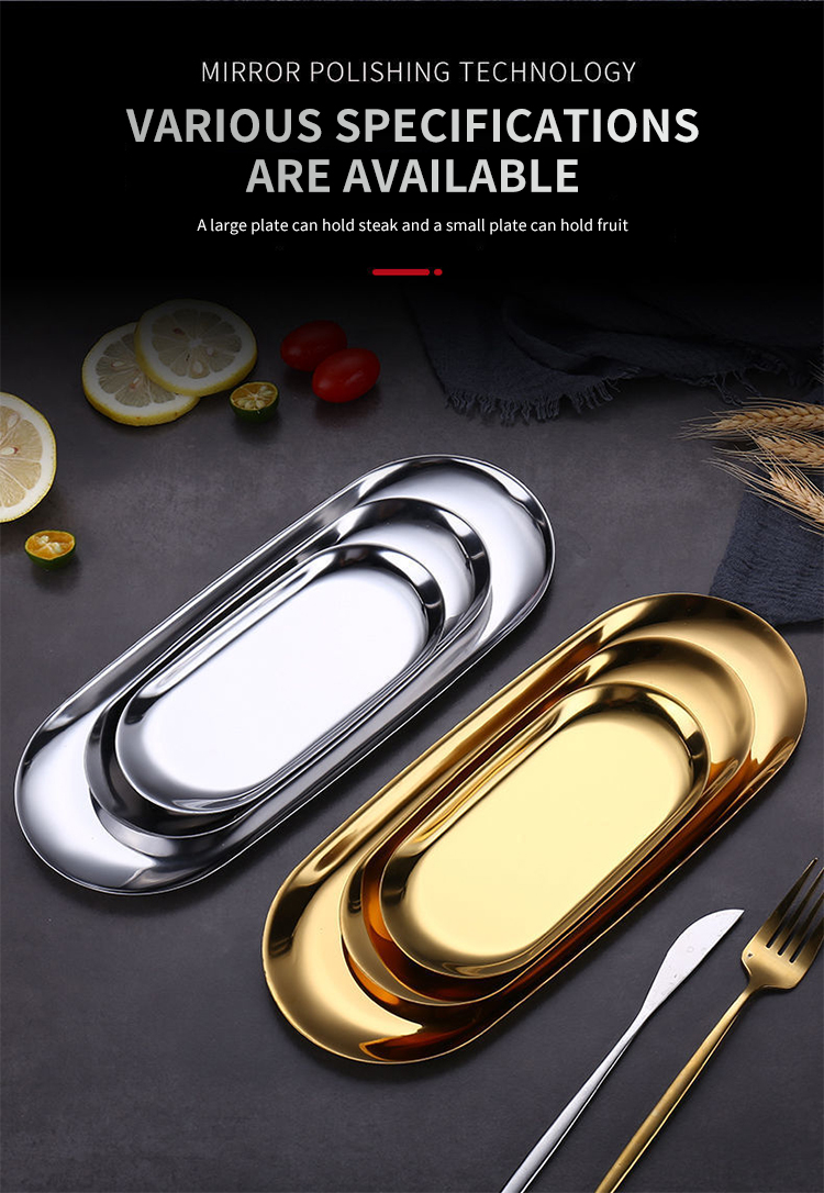 Quantity Nordic Style Metal Oval Jewelry Storage Serving Trays Stainless Steel Decorative Tray Manufacturer | ZHENNENG 12