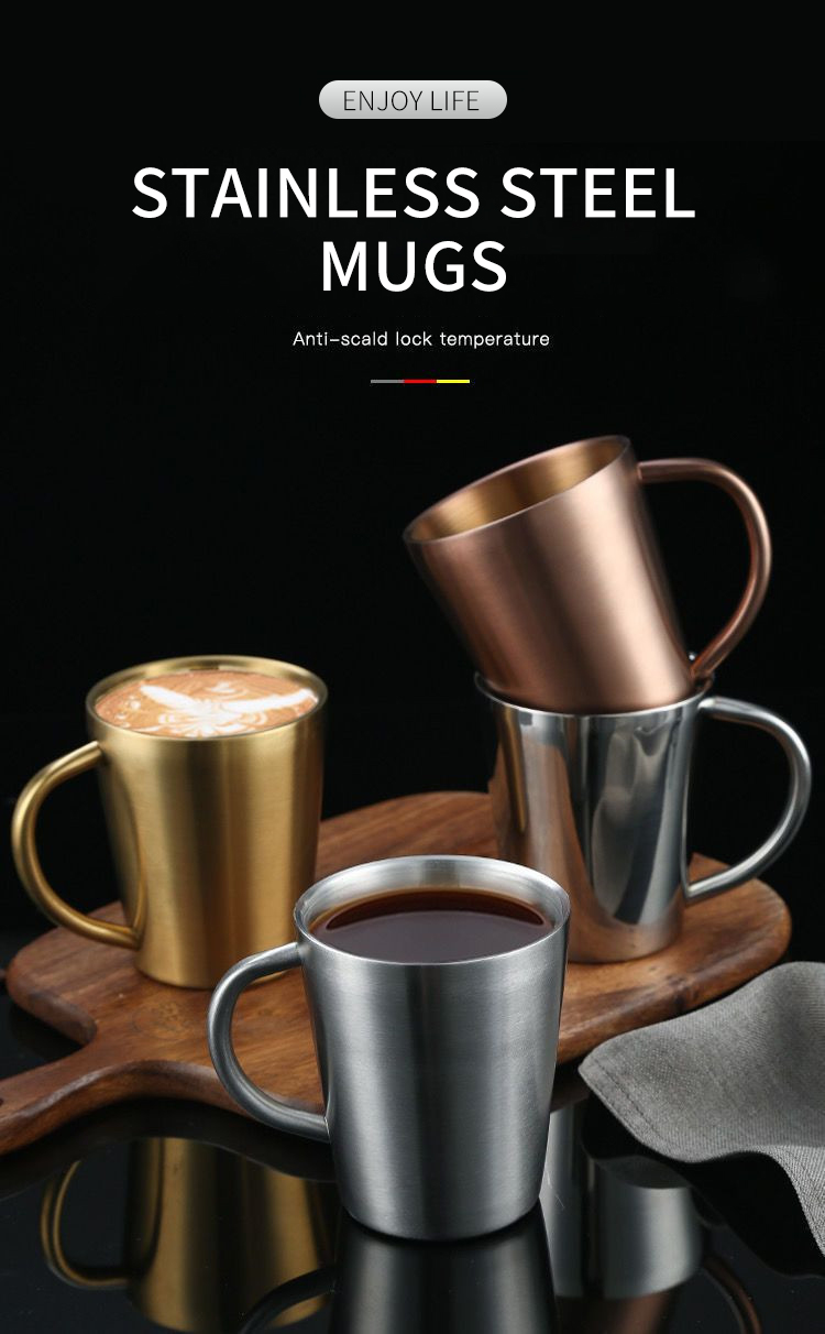 Best Double Walled Stainless Steel Mug with Handle Restaurest Travel Camping Water Beer Coffee Cups Company - ZHENNENG 7