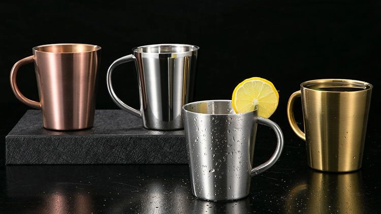 Best Double Walled Stainless Steel Mug with Handle Restaurest Travel Camping Water Beer Coffee Cups Company - ZHENNENG 1