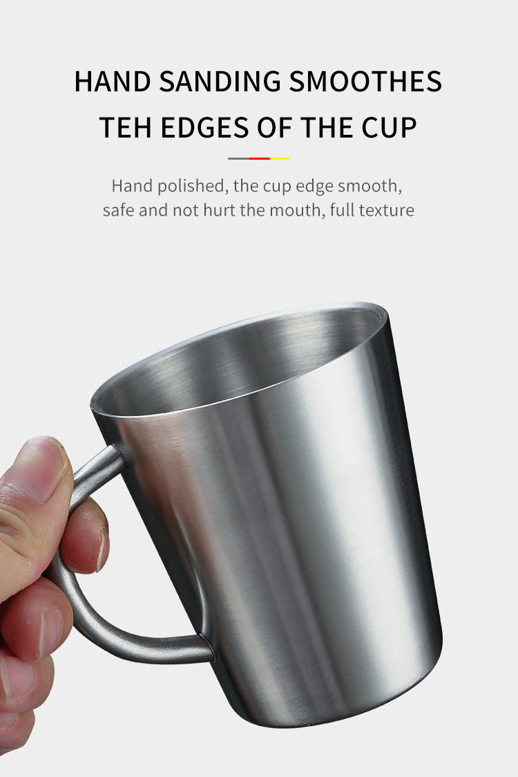 Best Double Walled Stainless Steel Mug with Handle Restaurest Travel Camping Water Beer Coffee Cups Company - ZHENNENG 13