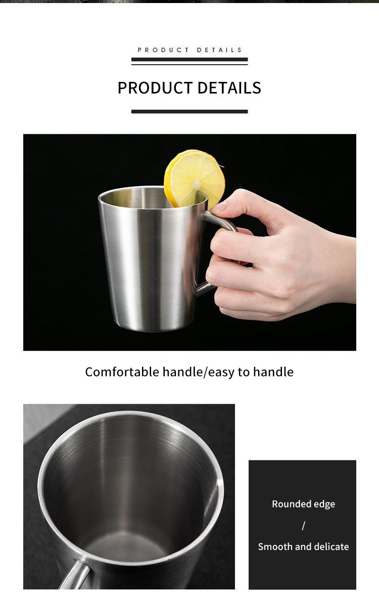 Best Double Walled Stainless Steel Mug with Handle Restaurest Travel Camping Water Beer Coffee Cups Company - ZHENNENG 21