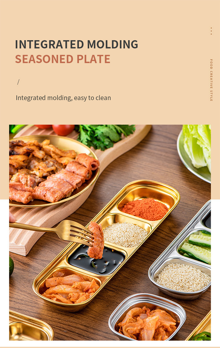 Best Stainless Steel Appetizer Serving Tray 1 2 3 4 Compartment Rectangular Divided Sauce Dishes Company - ZHENNENG 11