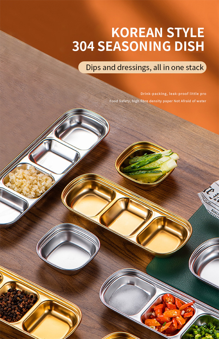 Best Stainless Steel Appetizer Serving Tray 1 2 3 4 Compartment Rectangular Divided Sauce Dishes Company - ZHENNENG 7