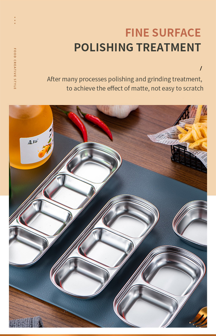 Best Stainless Steel Appetizer Serving Tray 1 2 3 4 Compartment Rectangular Divided Sauce Dishes Company - ZHENNENG 12