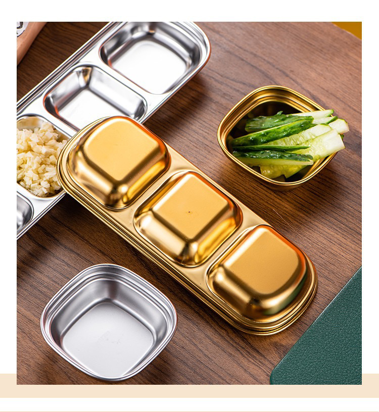Best Stainless Steel Appetizer Serving Tray 1 2 3 4 Compartment Rectangular Divided Sauce Dishes Company - ZHENNENG 14