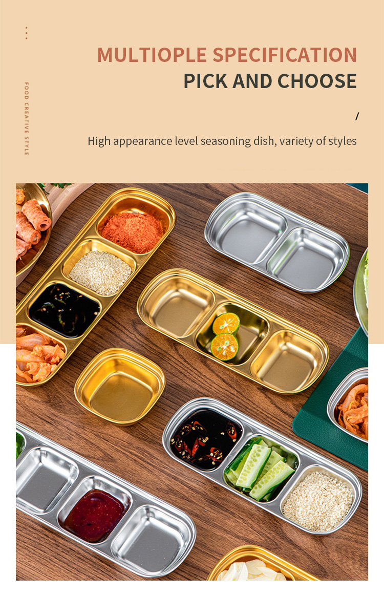 Best Stainless Steel Appetizer Serving Tray 1 2 3 4 Compartment Rectangular Divided Sauce Dishes Company - ZHENNENG 10