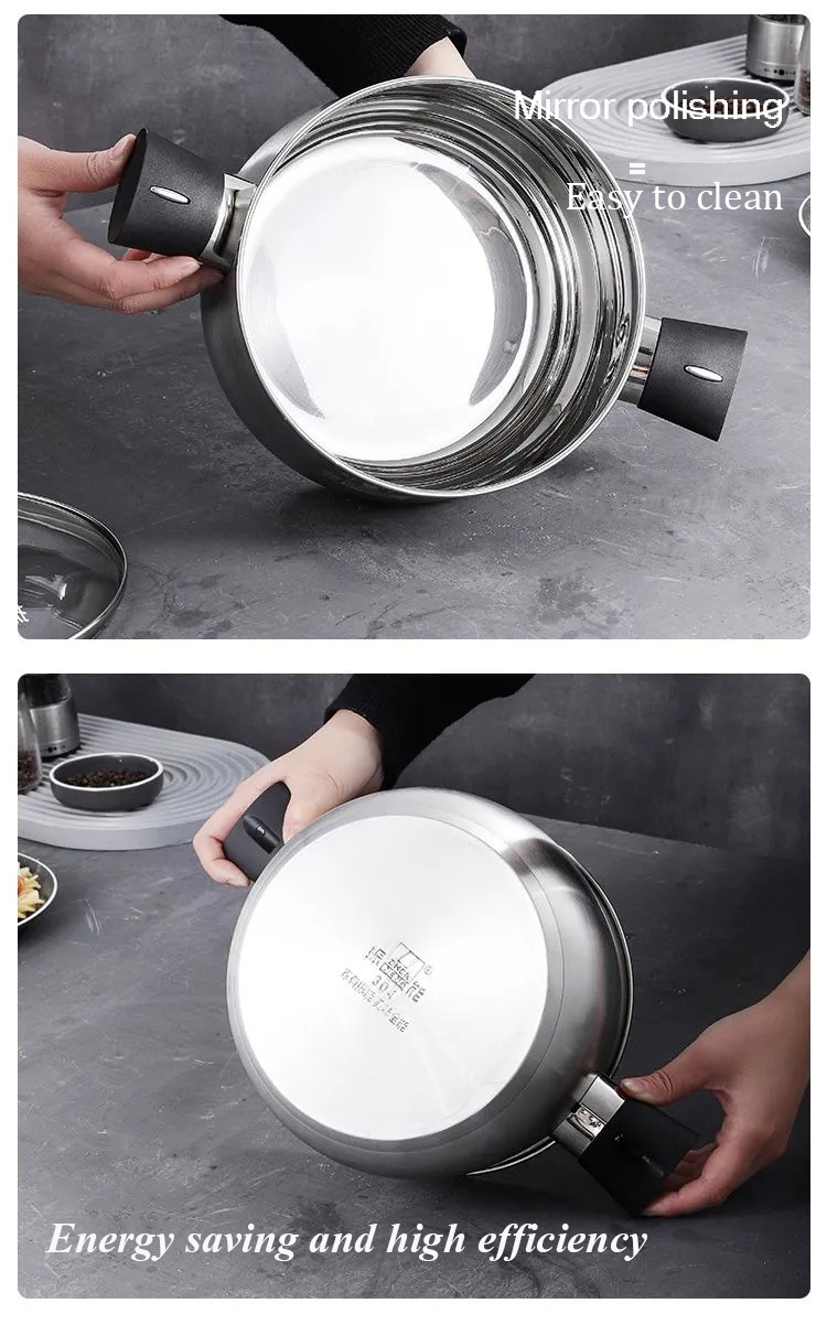 Quality Stainless Steel Deep Casserole Pot with Bakelite Handles and Lid Knot Manufacturer | ZHENNENG 10