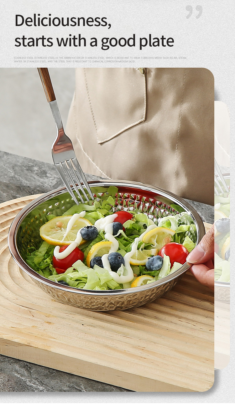 Best Wholesale Stainless Steeel Dinner Plates Set Metal Dessert Plates for Camping Household Restaurant Company-ZHENNENG 10