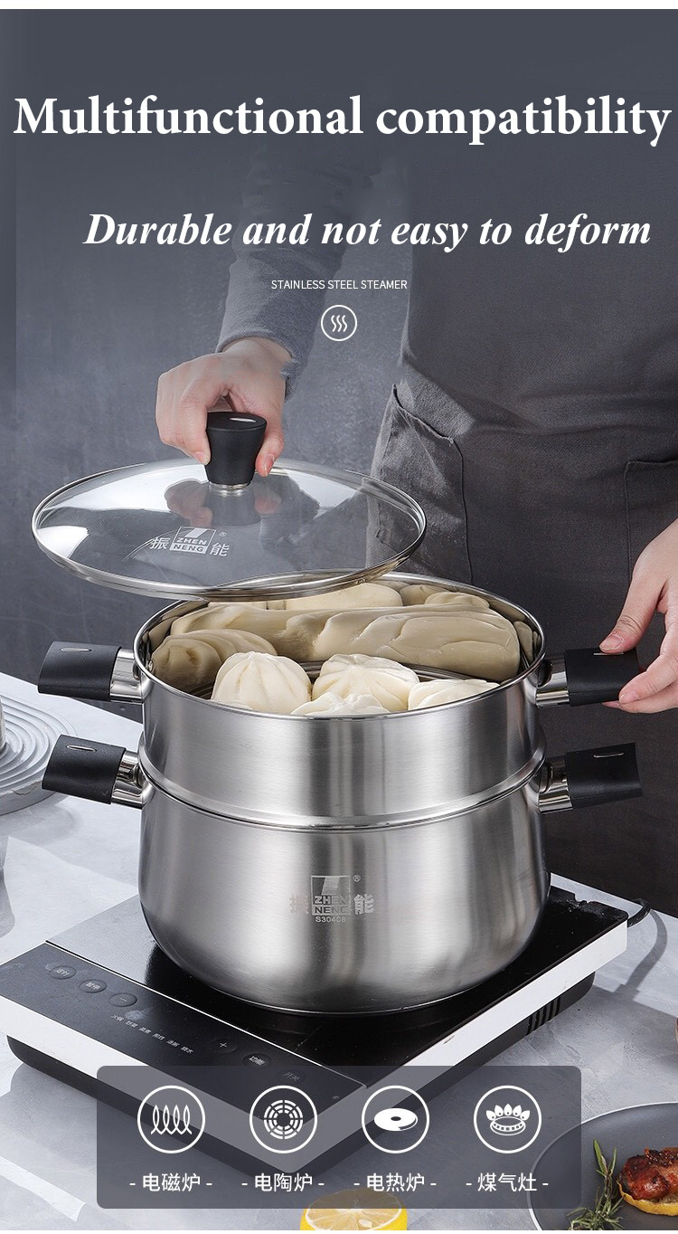 Best 2 Tier Steamer with Lid for Cooking Multipurpose Stainless Steel Steaming Pot Company - ZHENNENG 13