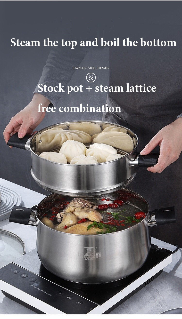 Best 2 Tier Steamer with Lid for Cooking Multipurpose Stainless Steel Steaming Pot Company - ZHENNENG 9