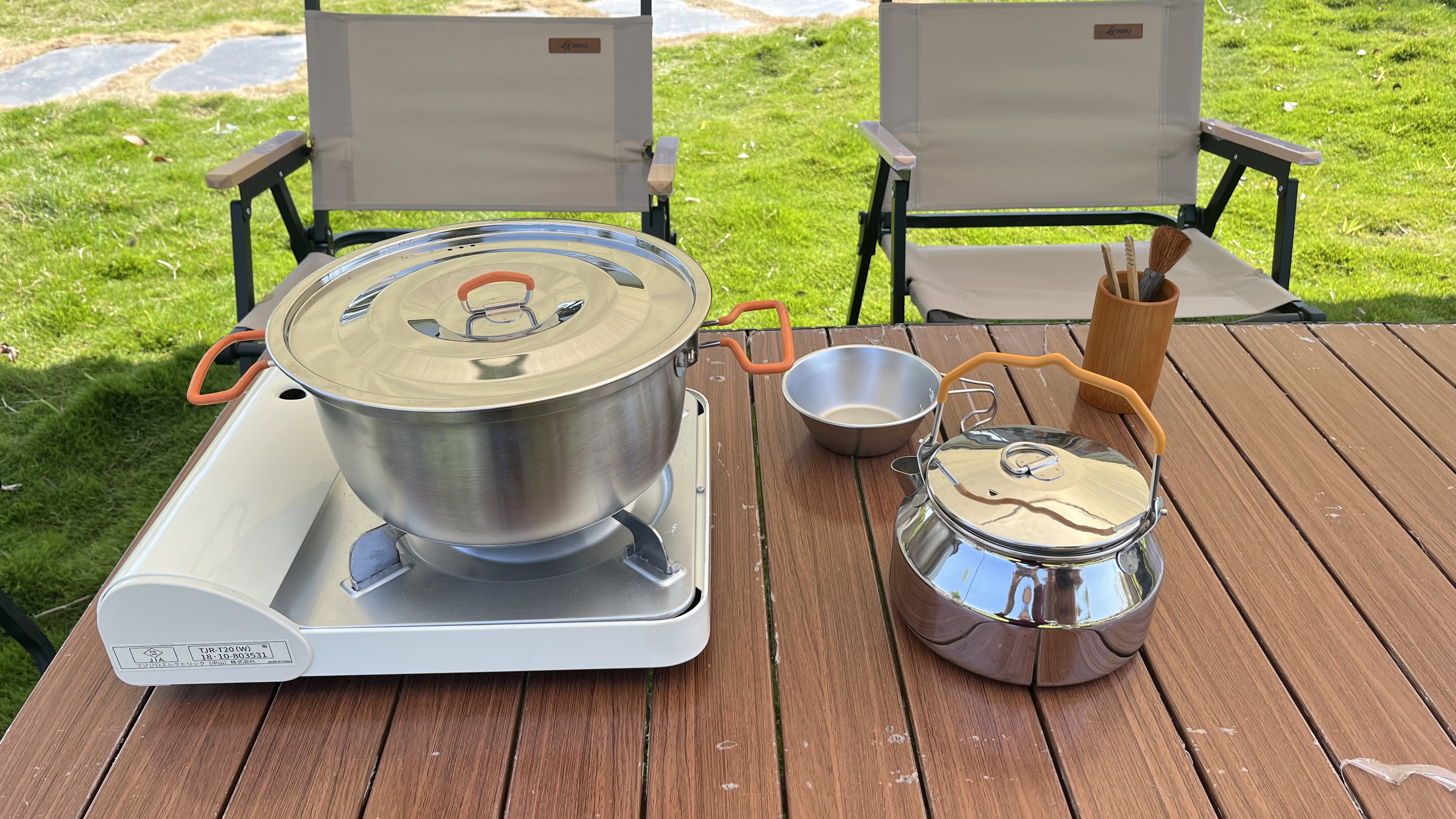  Quality outdoor camping cookware set for open fire stainless steel camping pot kettle cup Manufacturer | ZHENNENG 