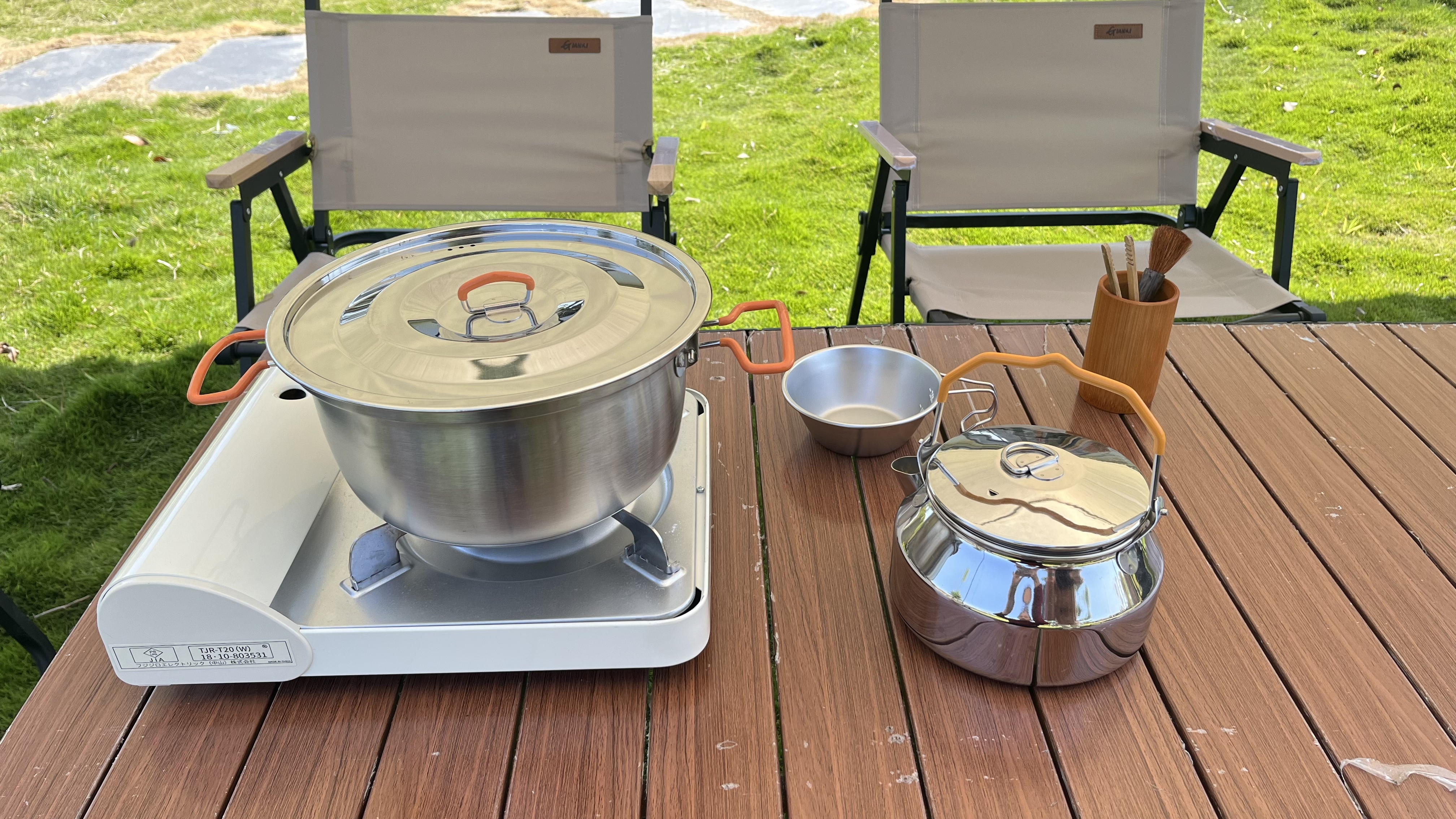 Quality outdoor camping cookware set for open fire stainless steel camping pot kettle cup Manufacturer | ZHENNENG 1