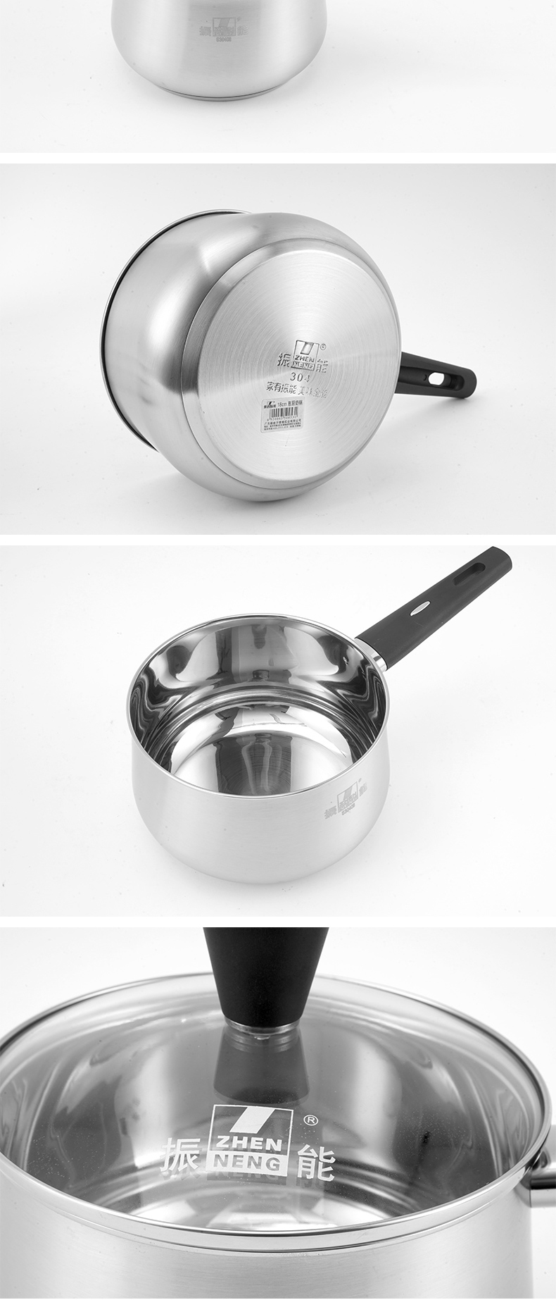 Best Stainless Steel Saucepan with glass lid and anti-scald handles and cover knot Company - ZHENNENG 11