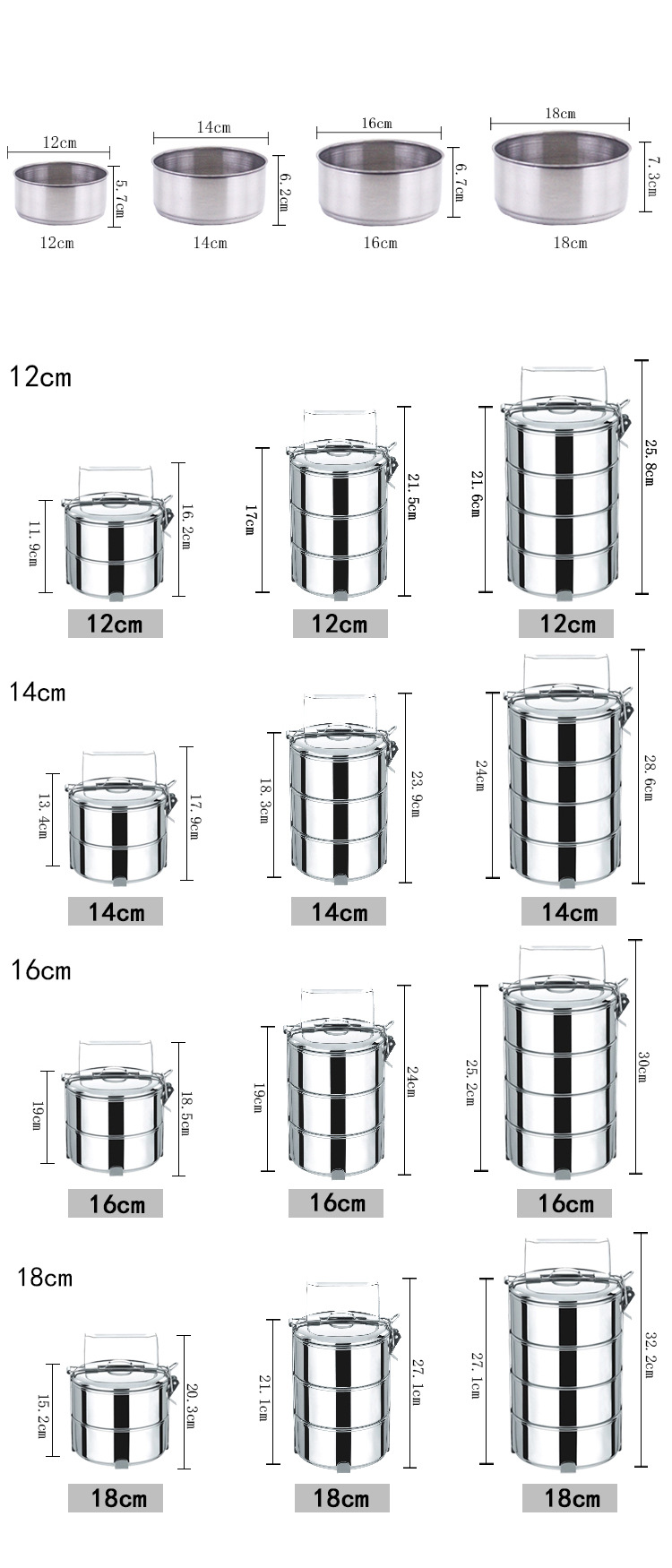  Stainless Steel Food Storage Container Lunch Box 