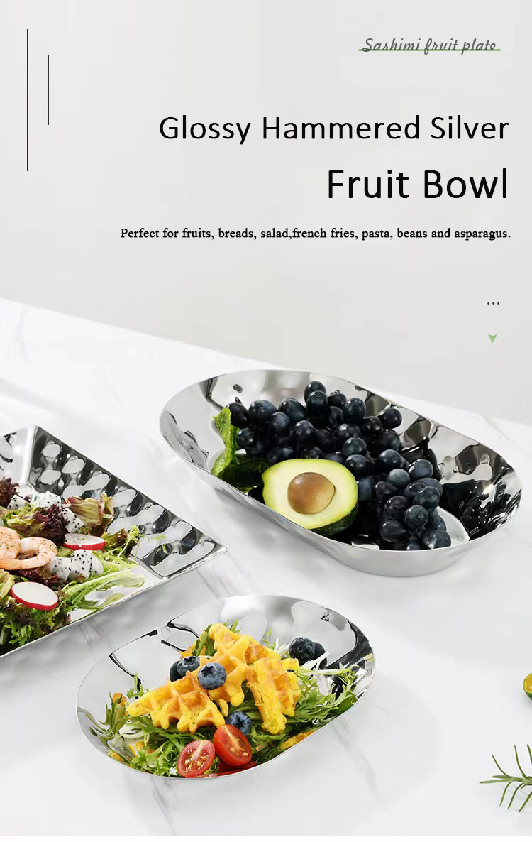 Best Hammered steel fruit basin decorative glossy silver metal hammered bowl company - ZHENNENG 6
